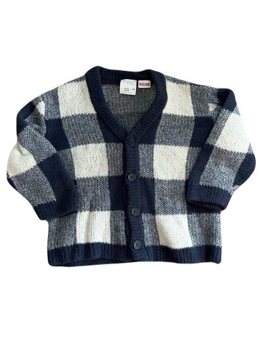 ZARA Navy Checkered Soft Cardigan 2T