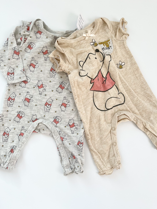 Disney Pooh Bear Rompers x2 - 0-3m