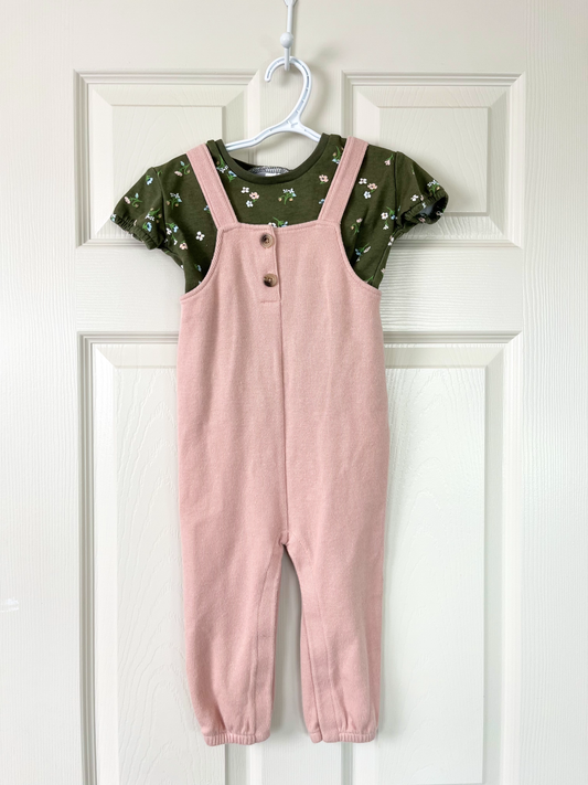 Old Navy Overalls & Carters Shirt 18-24m