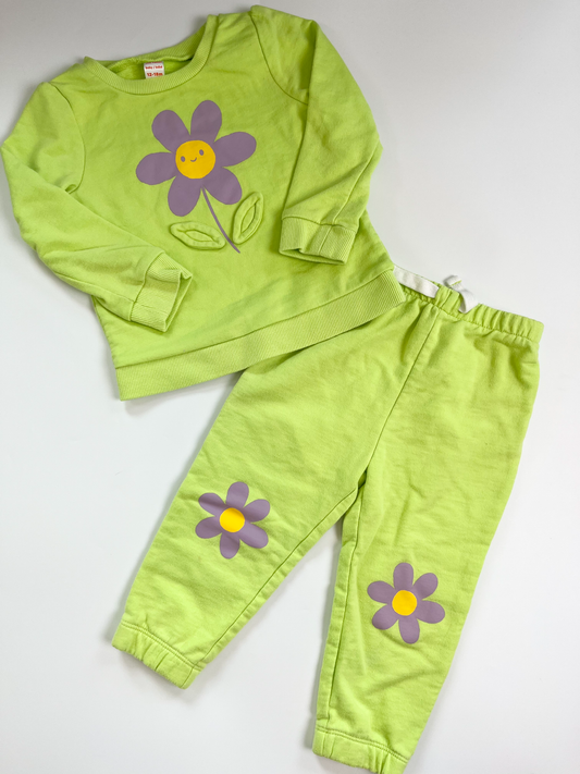 Joe Fresh Neon Green Flower Set 12-18m