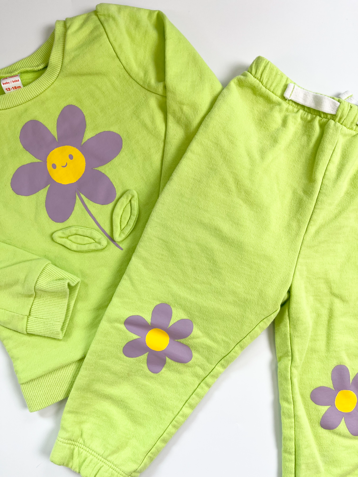 Joe Fresh Neon Green Flower Set 12-18m