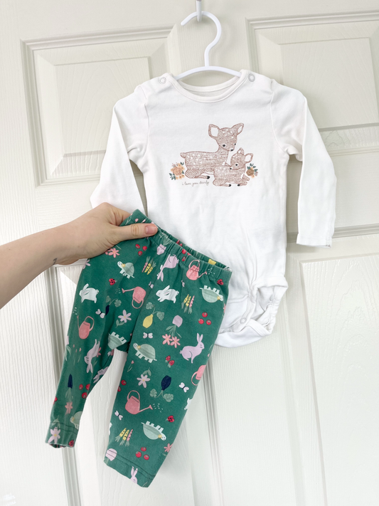 H&M Onesie & Legging Outfit 6-9m