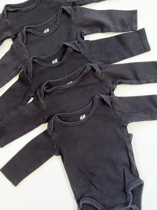 H&M 5-Pack Long-Sleeve Bodysuits Newborn