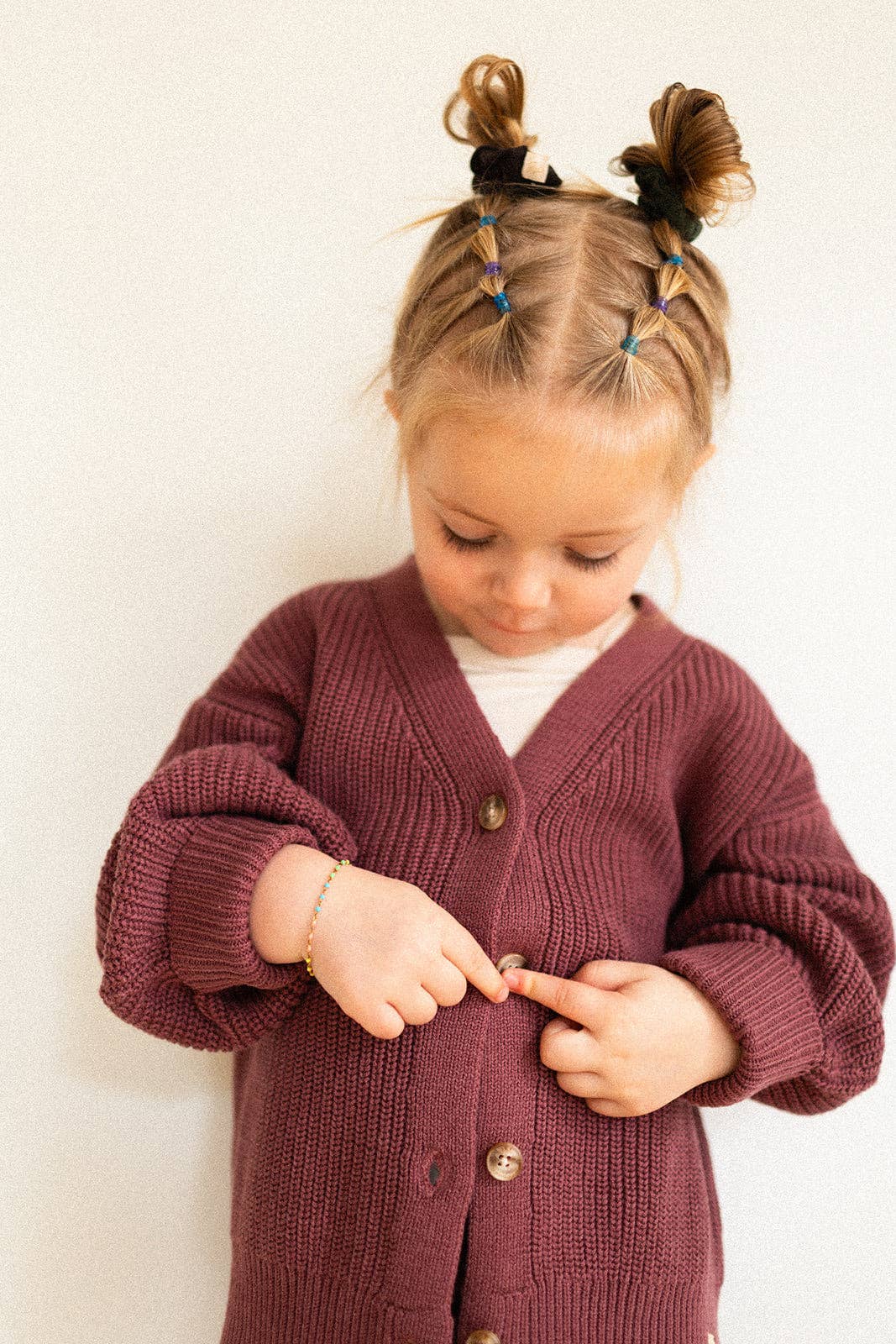 Jax & Lennon - Kids Knit Button Cardigan - Dusty Fig - 3/4 (fits 4/5)