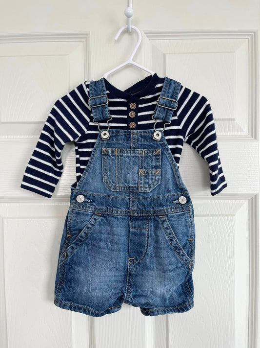 Gap Overalls & Old Navy Onesie 3-6m