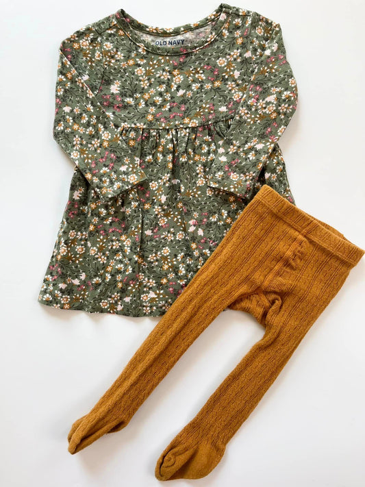 Old Navy Dress & Little Stocking Co. Tights 3-6m