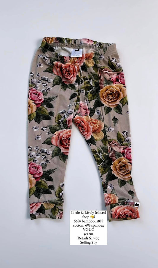 Little & Lively Bamboo Floral Leggings 9-12m