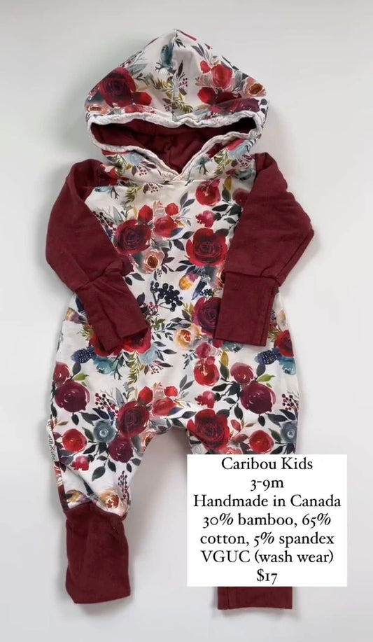 Caribou Kids Handmade Bamboo Grow With Me Romper 3-9m