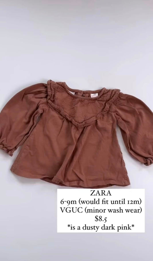 ZARA Long-Sleeve Ruffle Shirt 6-12m