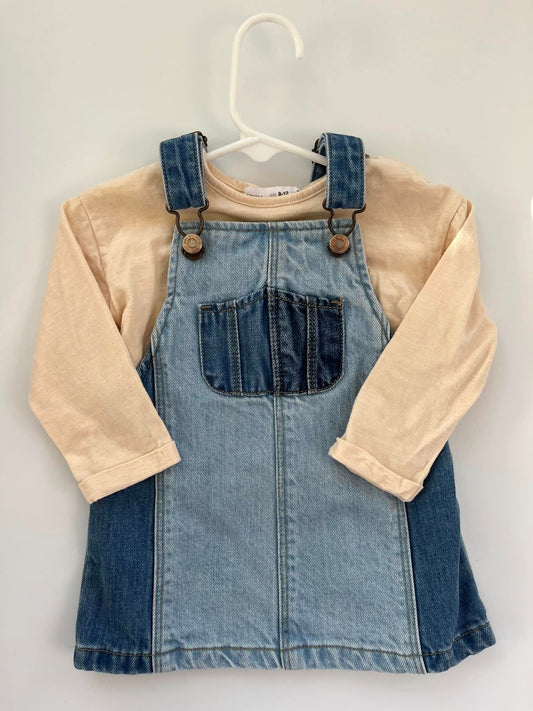 ZARA Denim Dress & Long Sleeve Shirt 6-9m