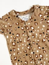 Jax & Lennon Bamboo Snap Leopard Romper 12-18m