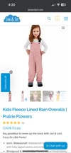 Jan & Jul Fleece Lined Rain/Snow Overalls 1T/12-18m