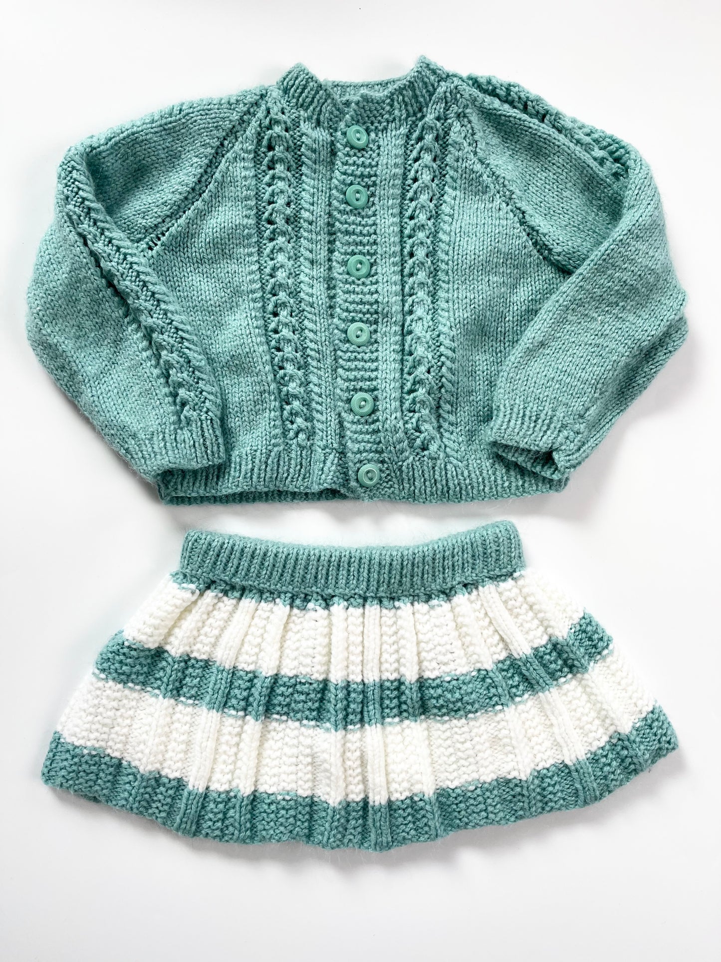 Hand Knit Cardigan & Skirt 2T