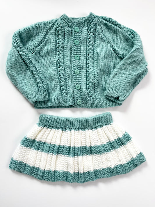 Hand Knit Cardigan & Skirt 2T