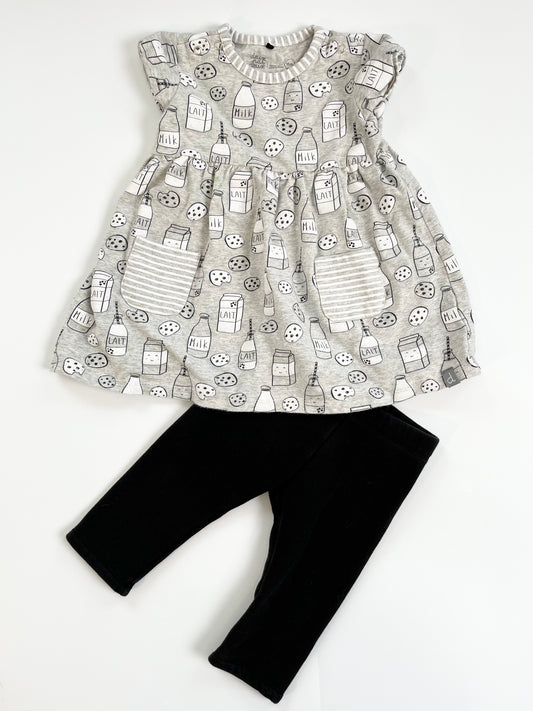 Deux Par Deux Dress & Gymboree Fleece Leggings 18m