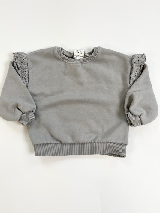 ZARA Ruffled Crewneck Sweater 12-18m
