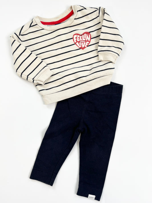 Miles The Label Leggings & Old Navy Crewneck 6-12m