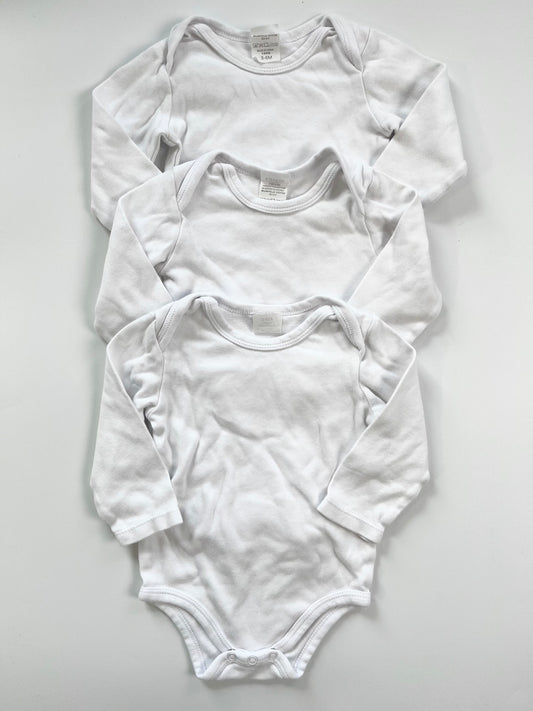 Kavkas White Onesies x3 3-6m