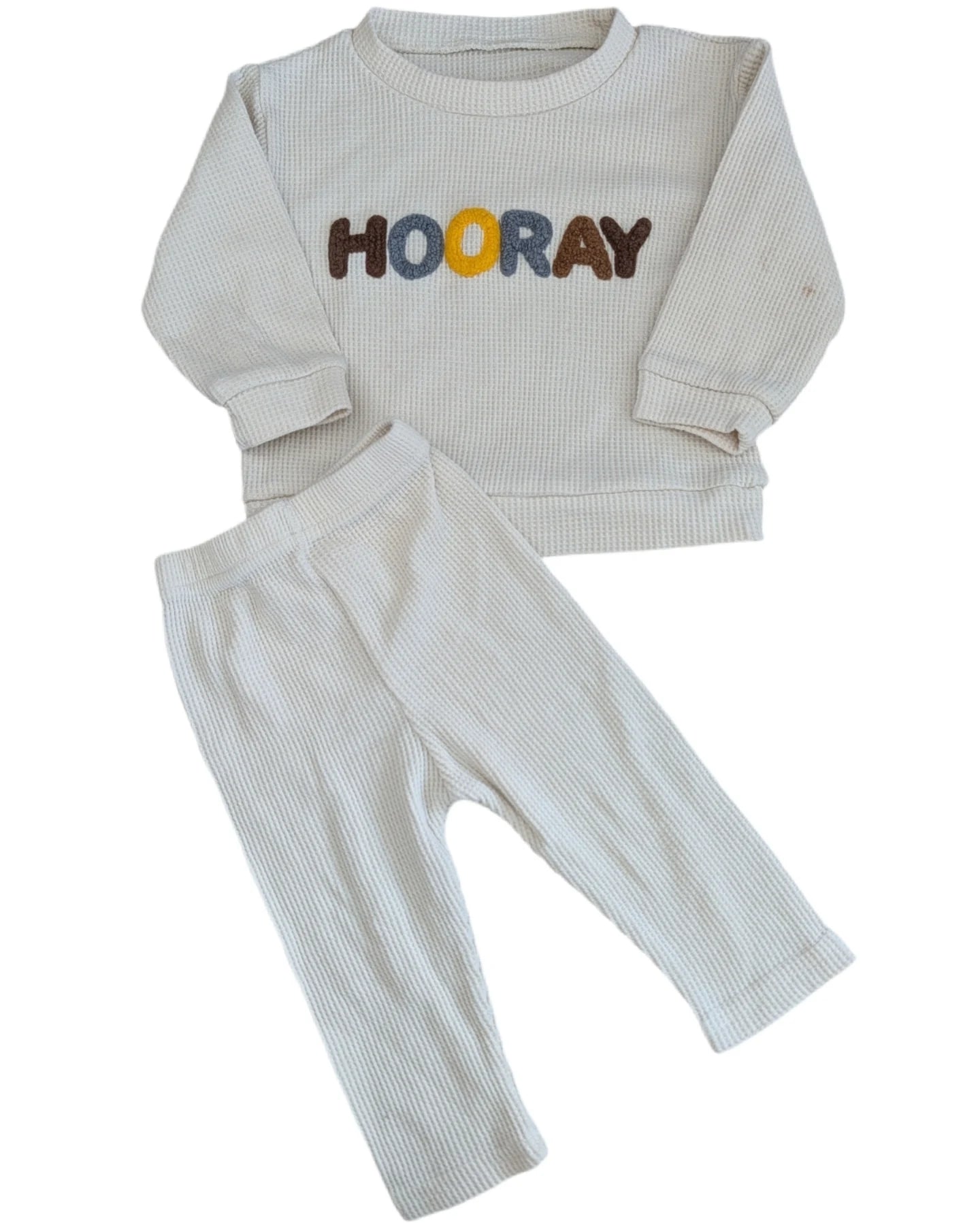 "Hooray" Waffle Cream Set 18m