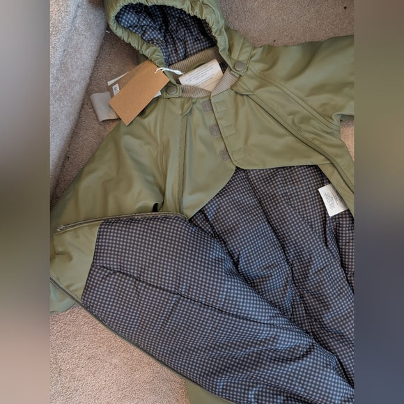 Wheat Kids Olive Green One Piece Snowsuit & Rainsuit | 18m