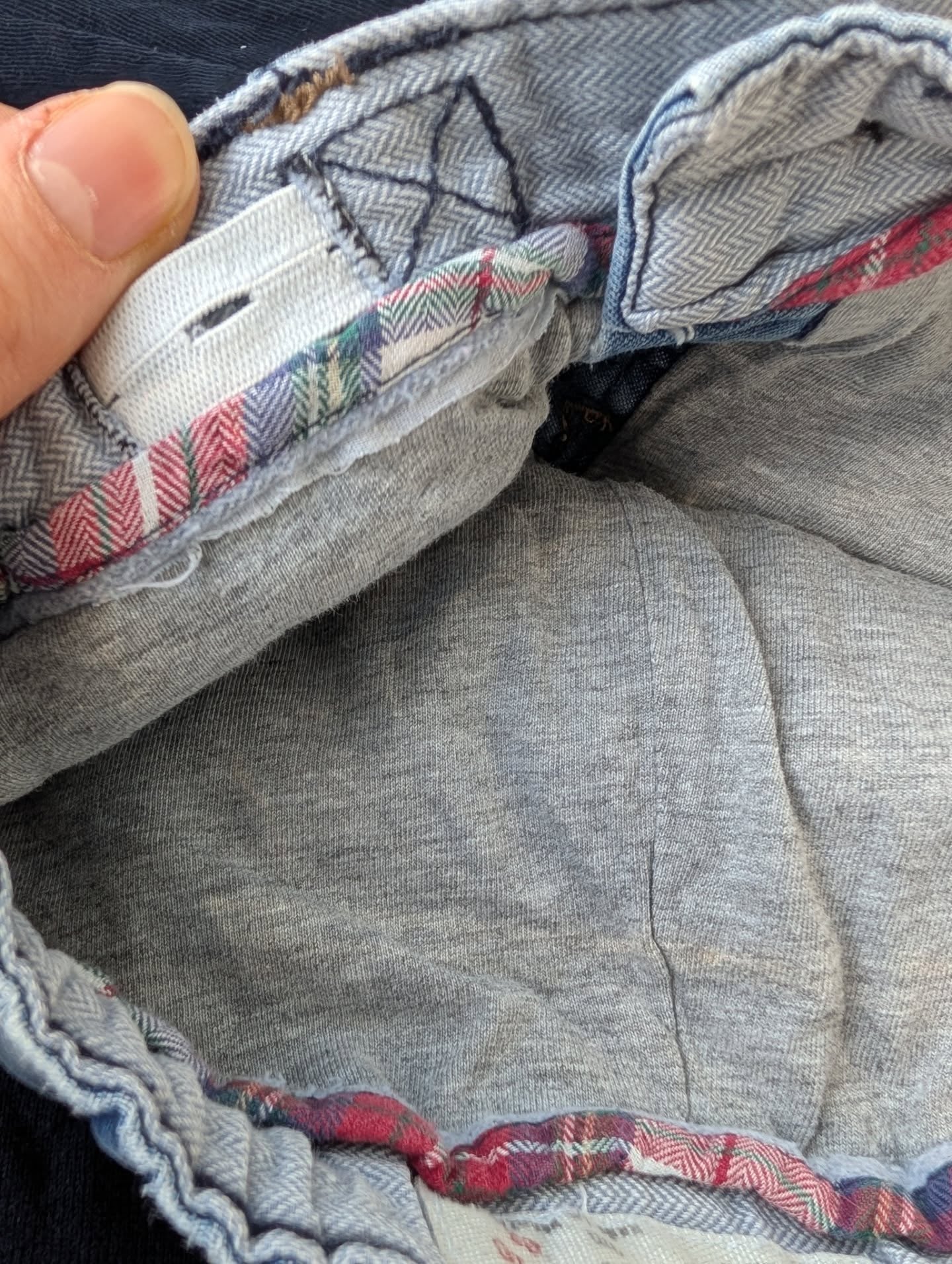 Zara Lined Soft Denim Jeans with Plaid Pocket Detail 18-24m
