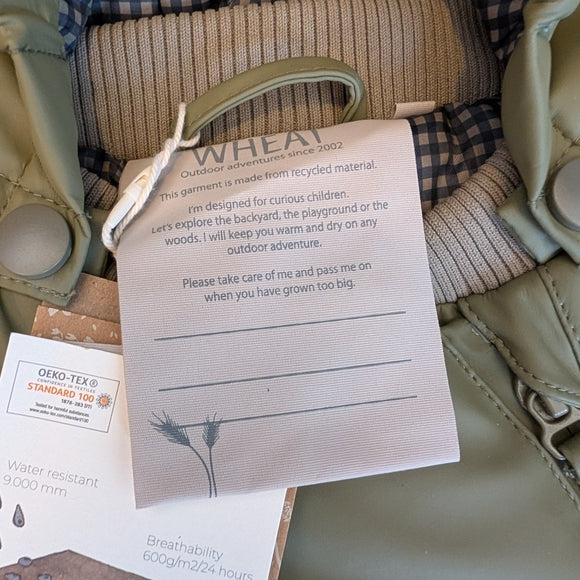 Wheat Kids Olive Green One Piece Snowsuit & Rainsuit | 18m