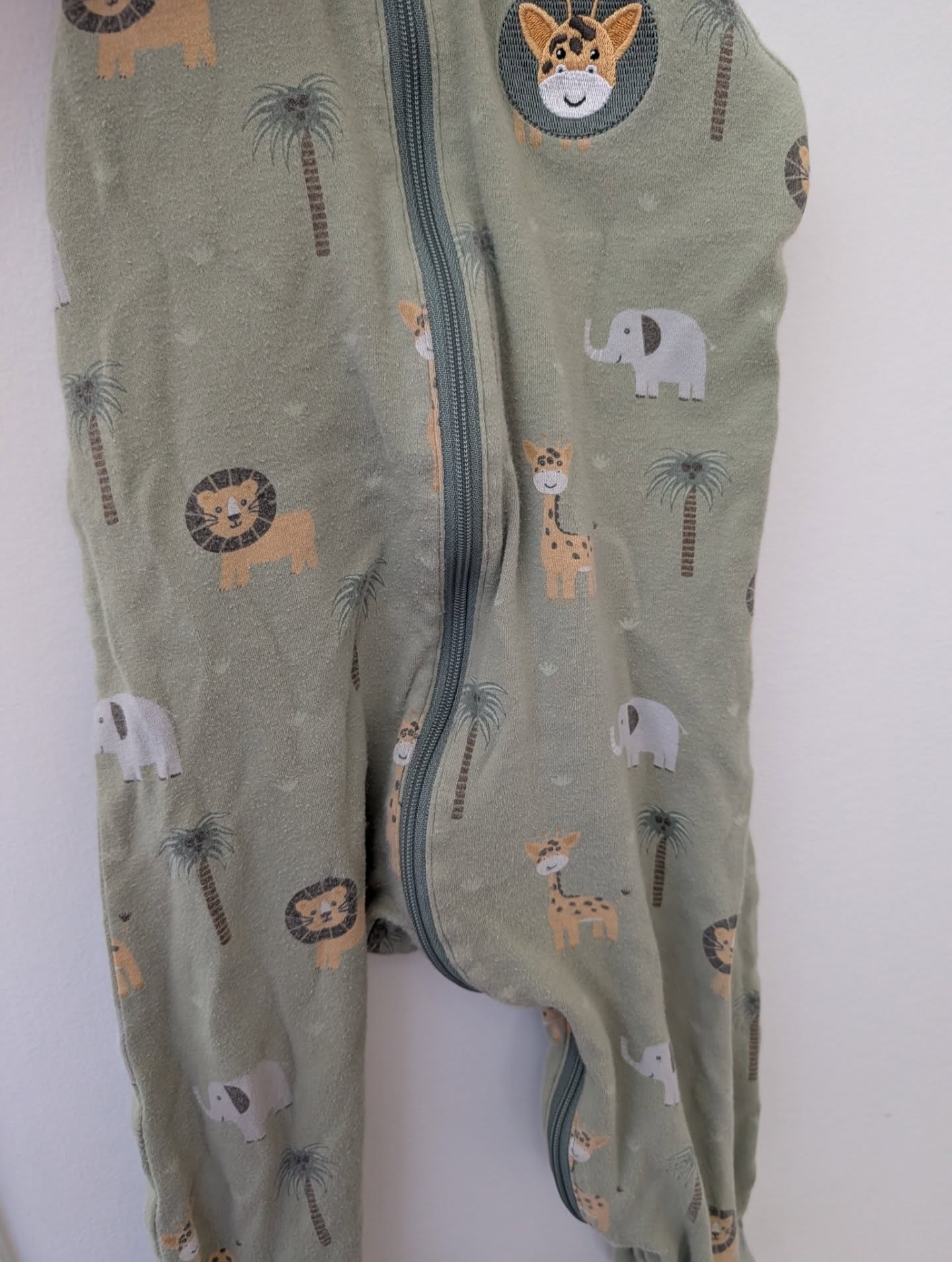 Tuffy Green Giraffe Embroidered Footie Sleeper 12m