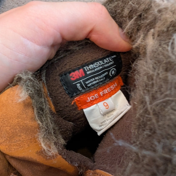 Joe Fresh Kids' Tan and Black Boots with Pink Accents | 9 Toddler