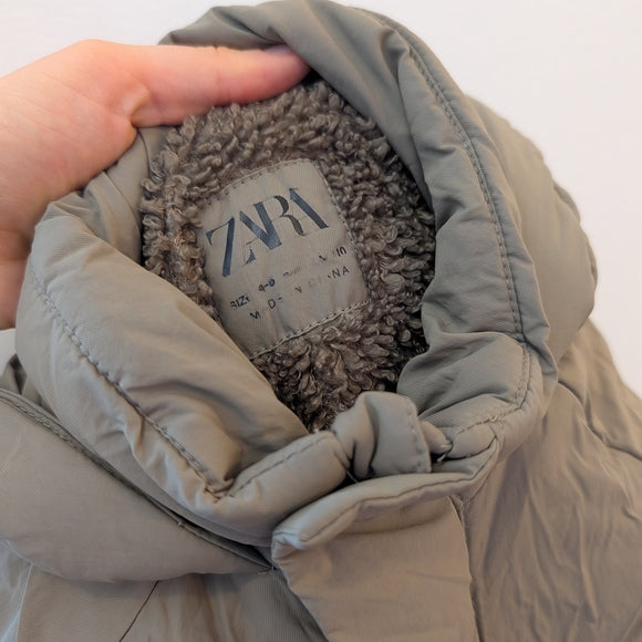 ZARA Kids Tan Hooded Puffer Jacket 4-6T