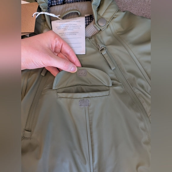 Wheat Kids Olive Green One Piece Snowsuit & Rainsuit | 18m