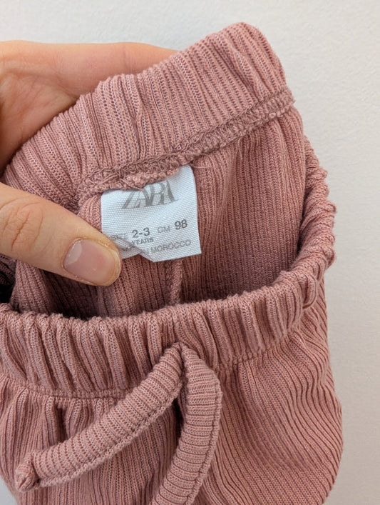 ZARA Pink Textured Jogger Pants 2-3YRS