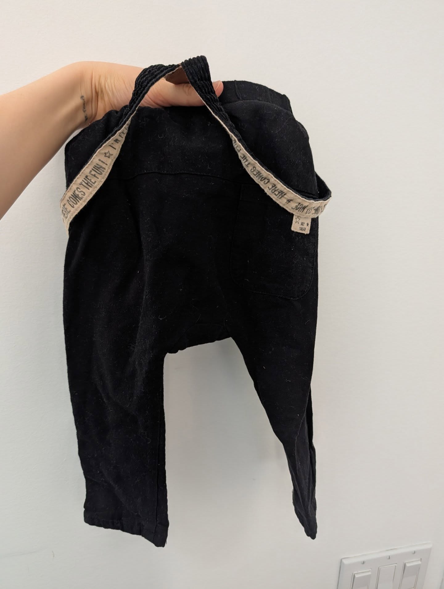 ZARA Suspender "Here Comes the Fun" Pants 12-18m