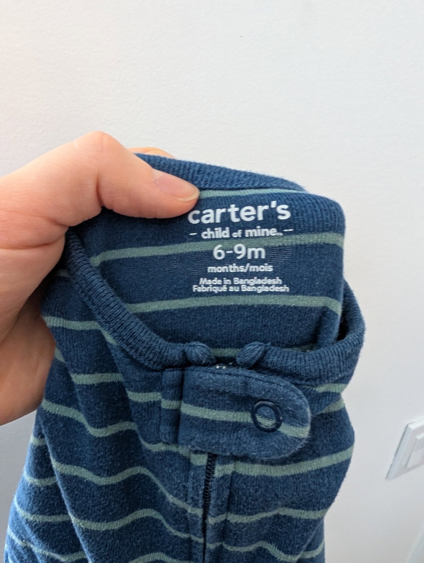 Carter's Navy & Turquoise Horizontal Striped Footie Sleeper 6-9m