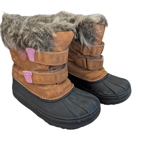 Joe Fresh Kids' Tan and Black Boots with Pink Accents | 9 Toddler