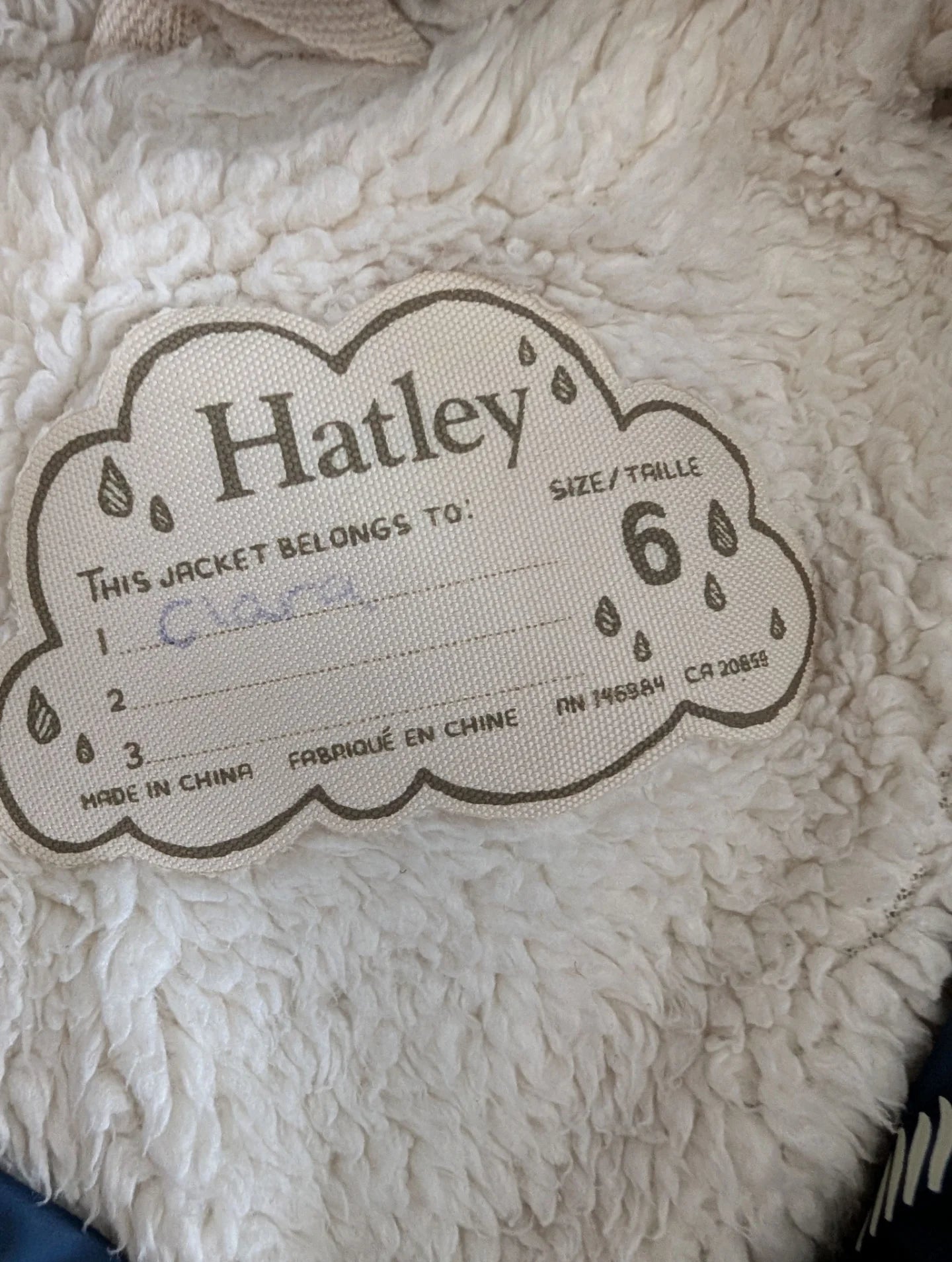 Hatley Lined Blue & Pink Hearts Raincoat Size 6