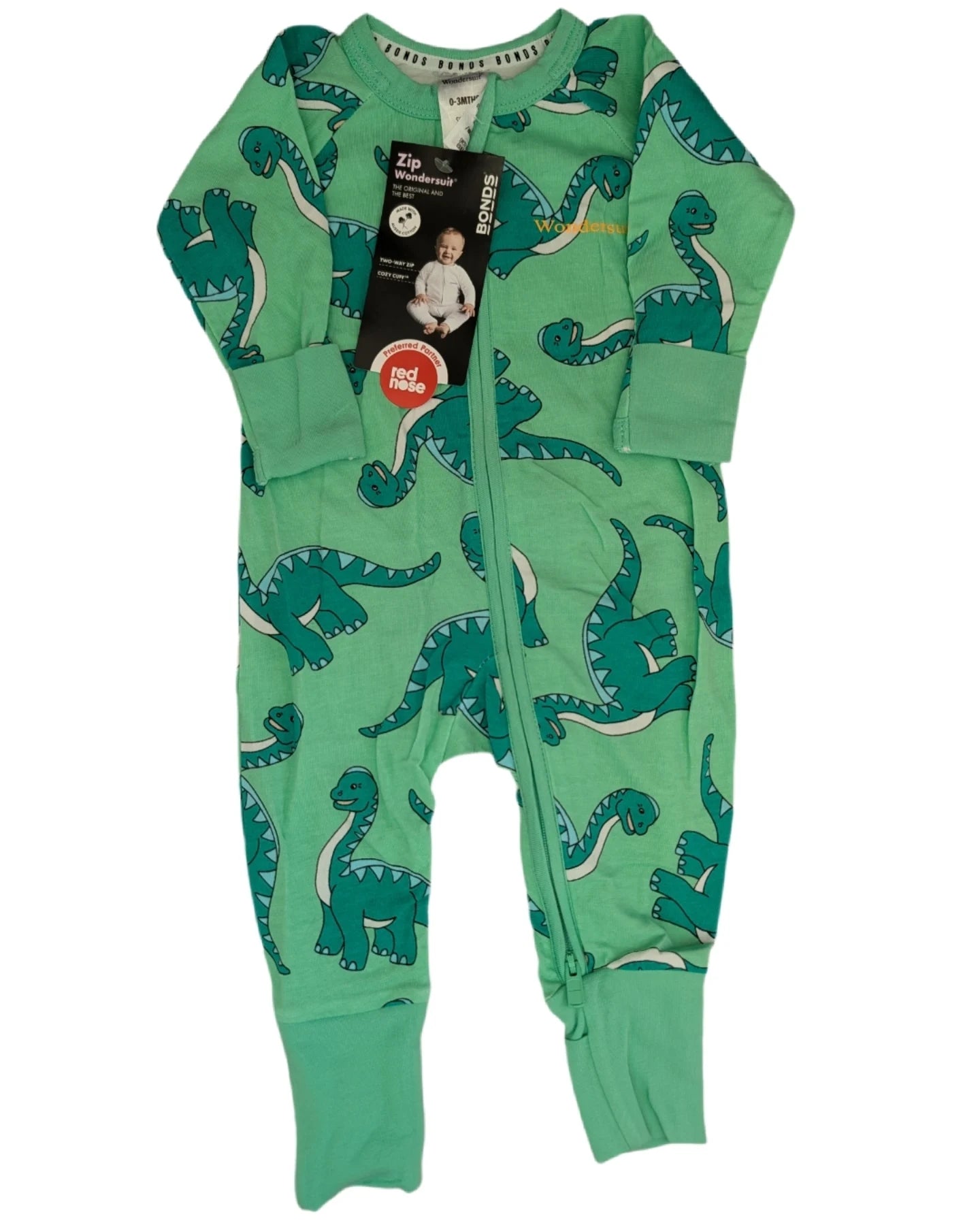 Bonds Wondersuit Green Dinos 0-3m