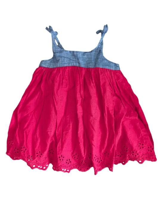 Baby Gap Red and Denim Summer Eyelet Dress 12-18m