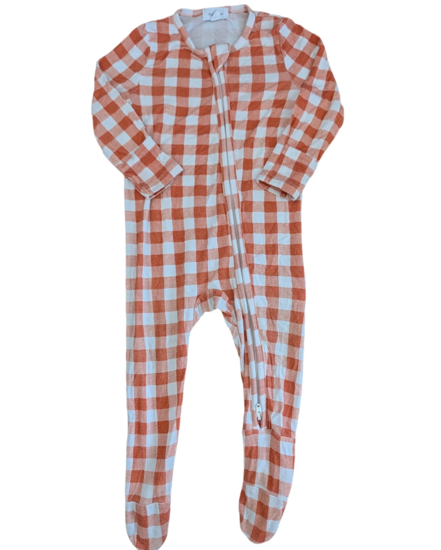 Angel Dear Orange Checkered Footie Sleeper 6-9m