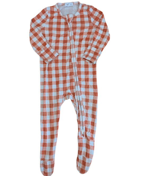 Angel Dear Orange Checkered Footie Sleeper 6-9m