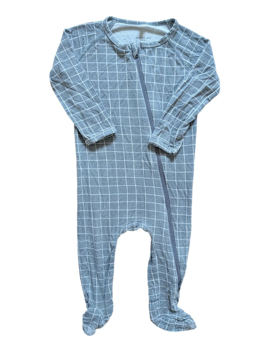 Quincy Mae Grey Checked Footie Sleeper 6-12m