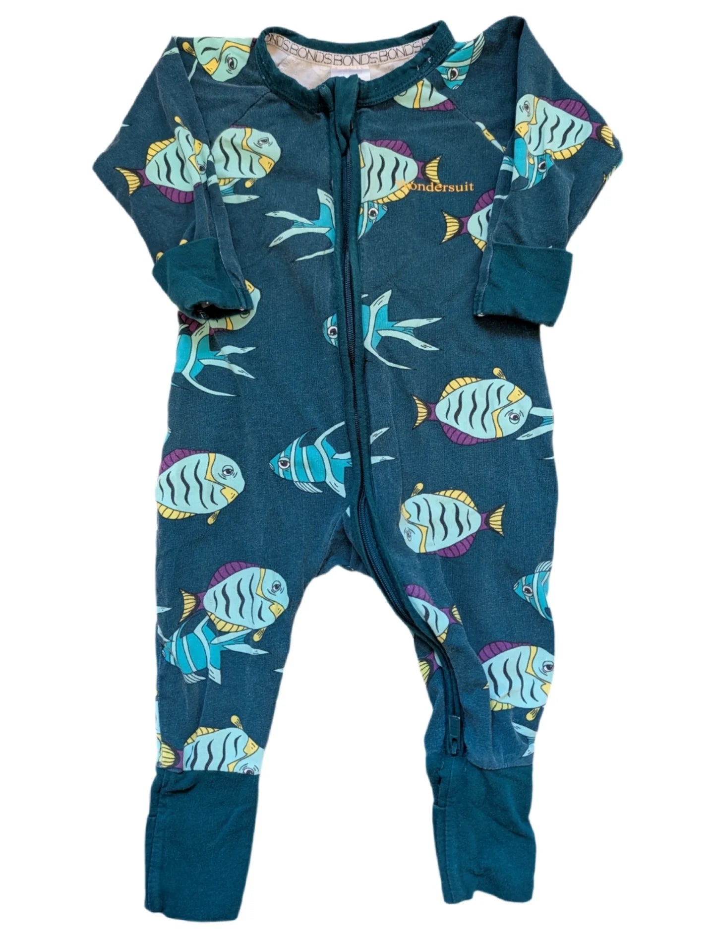 Bonds Wondersuit Turquoise Fish 3-6m