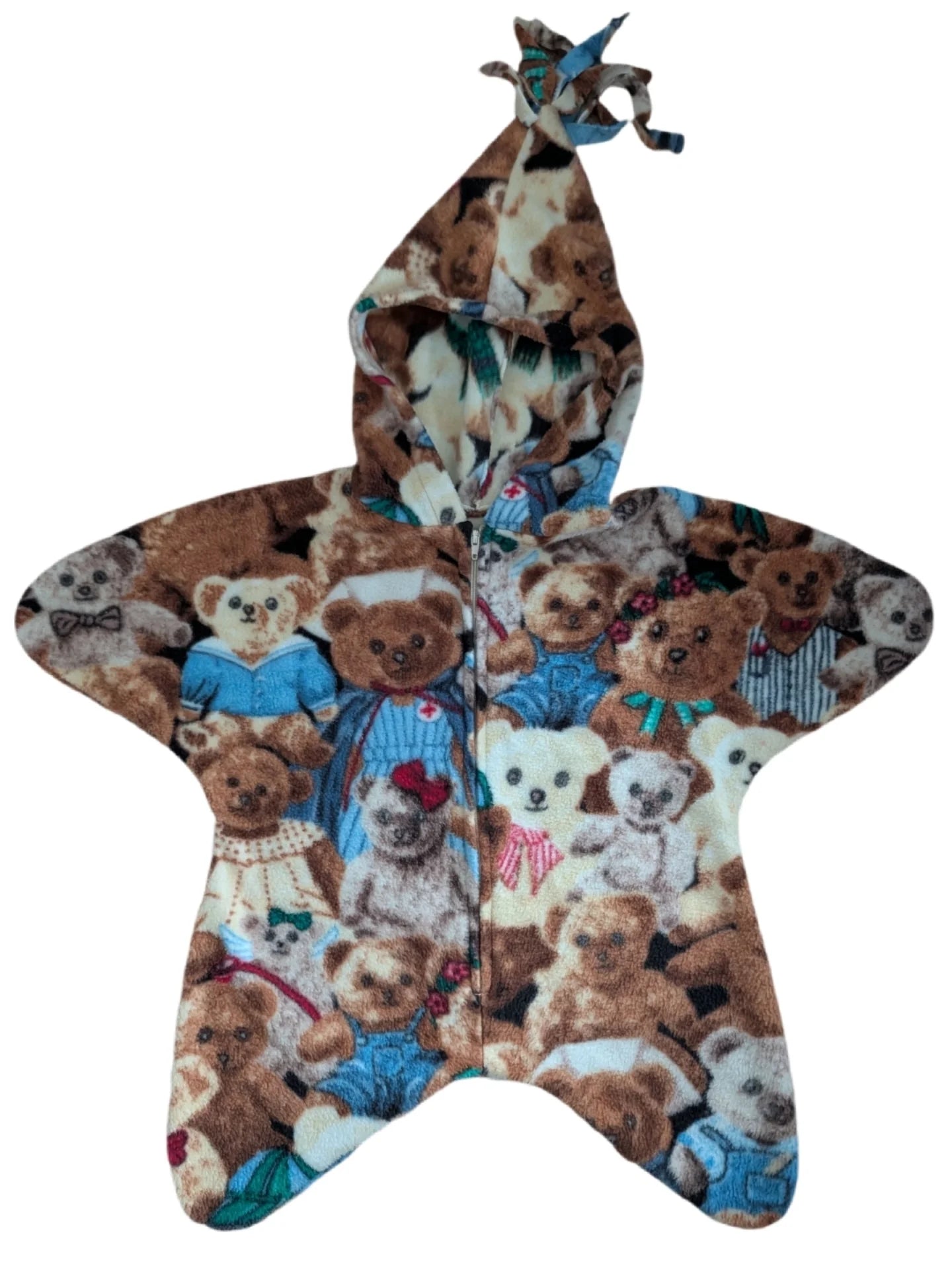 Vintage Teddy Bear Fleece Bunting Suit 0-6m