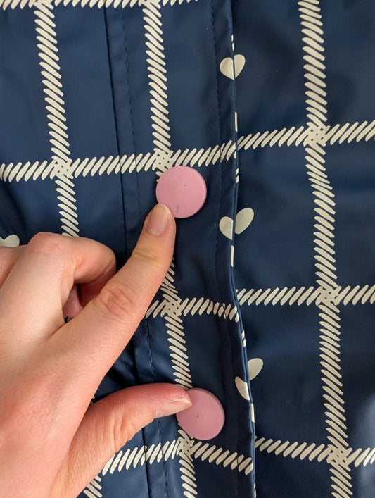 Hatley Lined Blue & Pink Hearts Raincoat Size 6