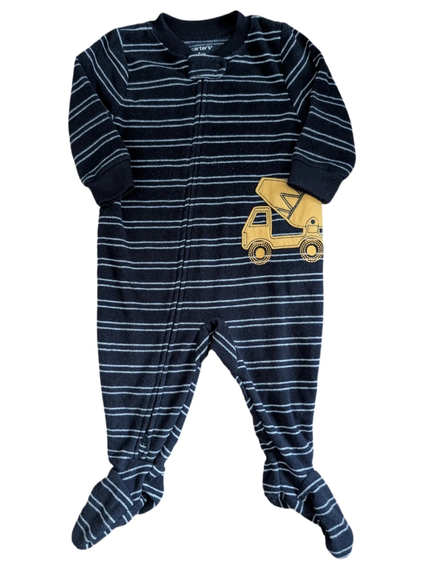 Carters Cement Mixer Fleece Navy Footie Sleeper 6m