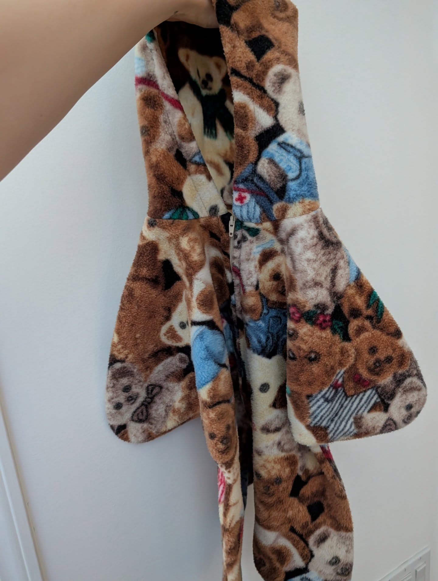 Vintage Teddy Bear Fleece Bunting Suit 0-6m