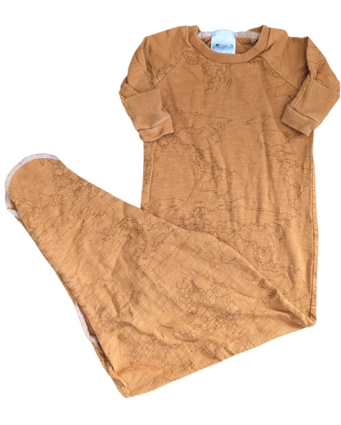 Bear & Roo Orange Map Knotted Gown 3-6m