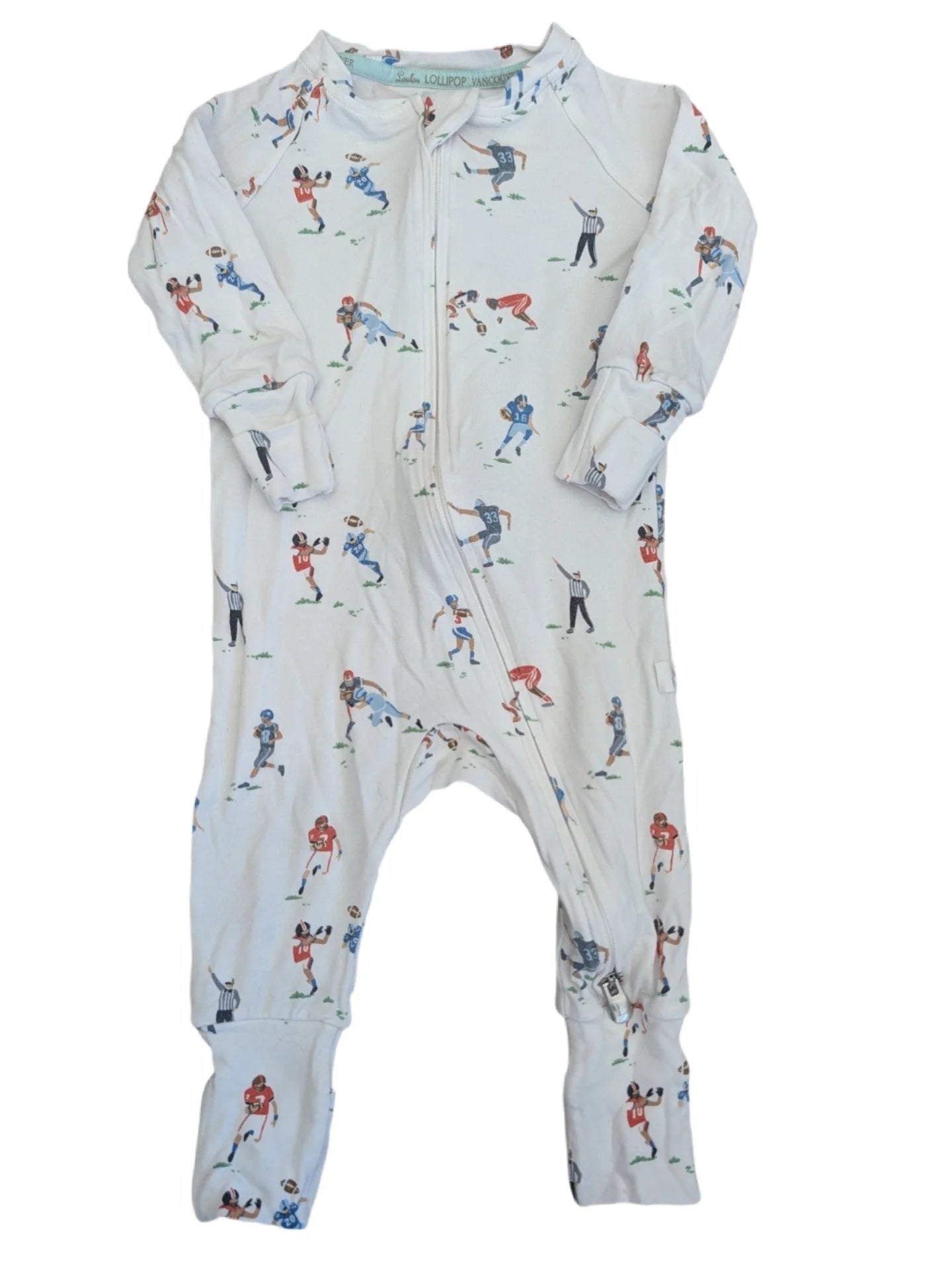 Loulou Lollipop football Convertible Romper Sleeper 3-6m