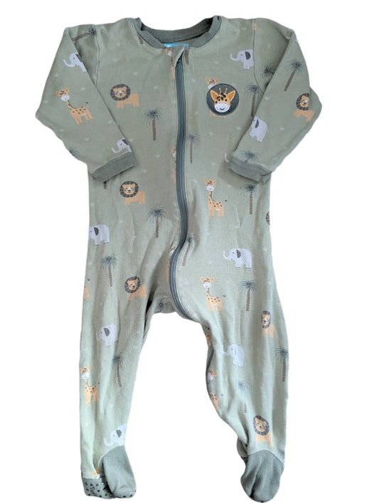 Tuffy Green Giraffe Embroidered Footie Sleeper 12m