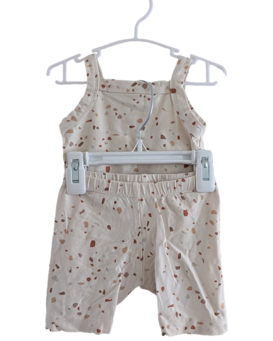 ax & Lennon Bamboo Lettuce Hem Terrazzo Lettuce Hem Tank & Biker Shorts Set 12-18m