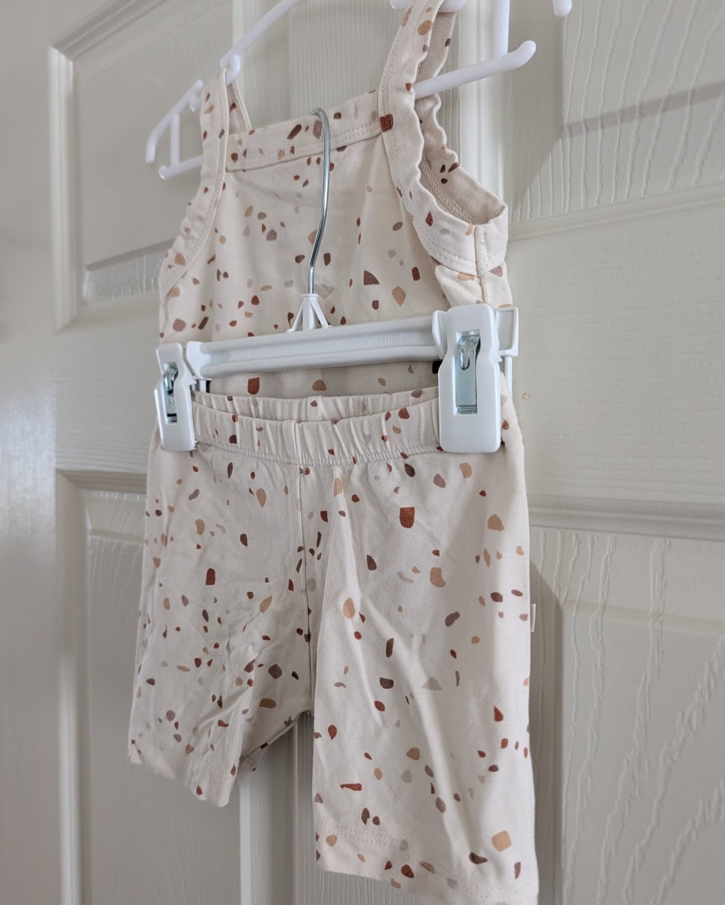 ax & Lennon Bamboo Lettuce Hem Terrazzo Lettuce Hem Tank & Biker Shorts Set 12-18m